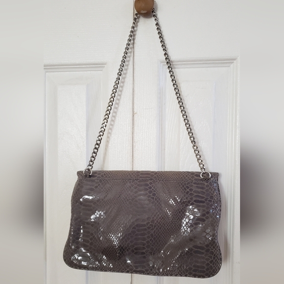 Michael Kors Sloan Angora Snake Emboss Leather Clutch Chain Strap Shoulder Bag - Picture 3 of 8
